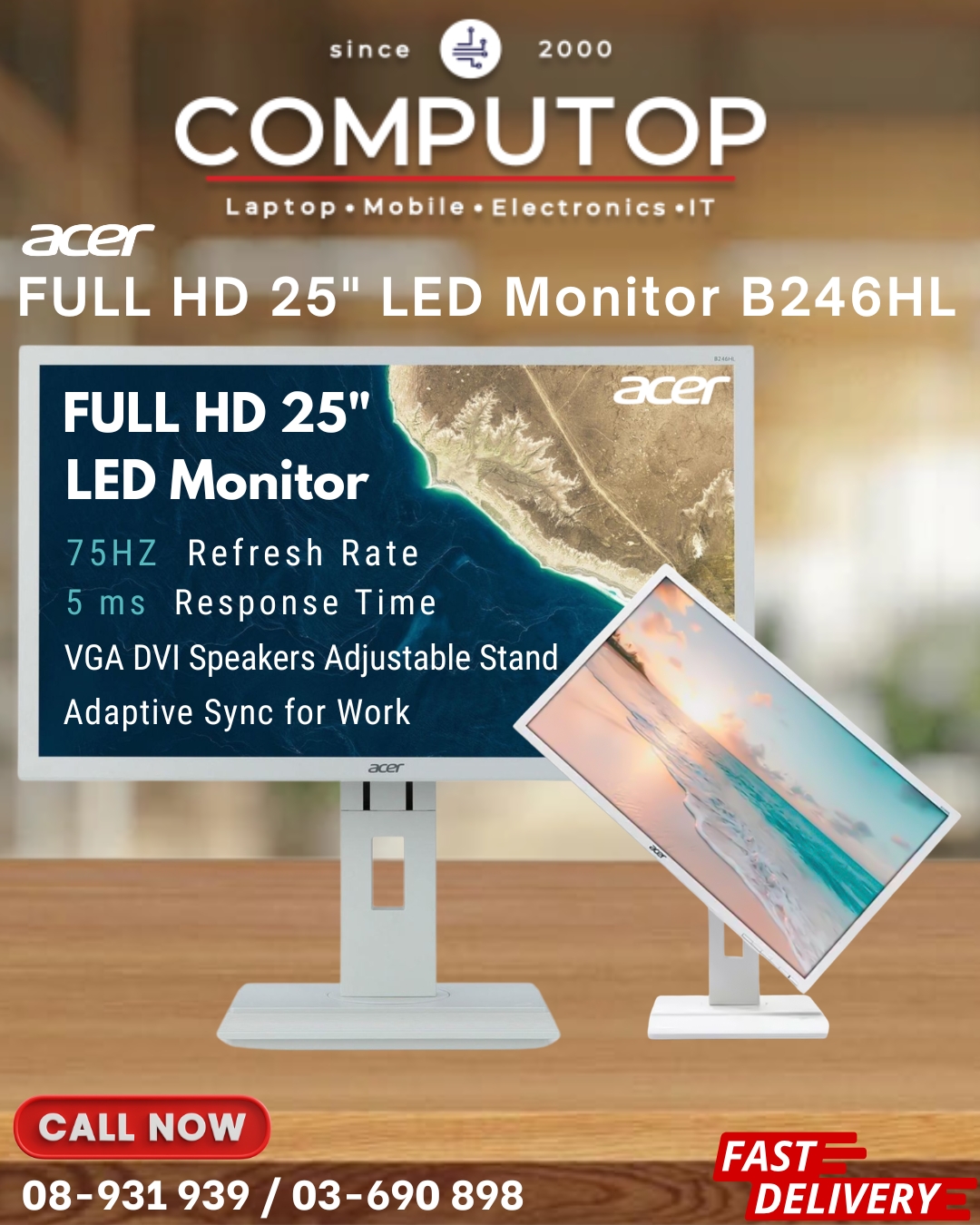 Acer Full HD 25" Monitor B246HL